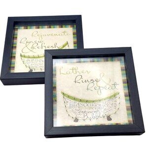 SD Graphics Bath Time Studio Framed Canvas Wall Art 8x8 Set Of 2 Contemporary